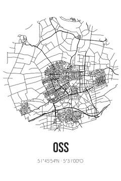 Oss (Noord-Brabant) | Landkaart | Zwart-wit van Rezona