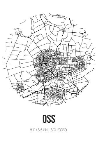 Oss (Noord-Brabant) | Landkaart | Zwart-wit