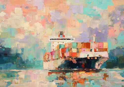 Impressionistisch containerschip