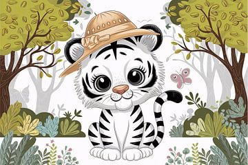 Schattige tijger met vlinder van Art & Soul Creations
