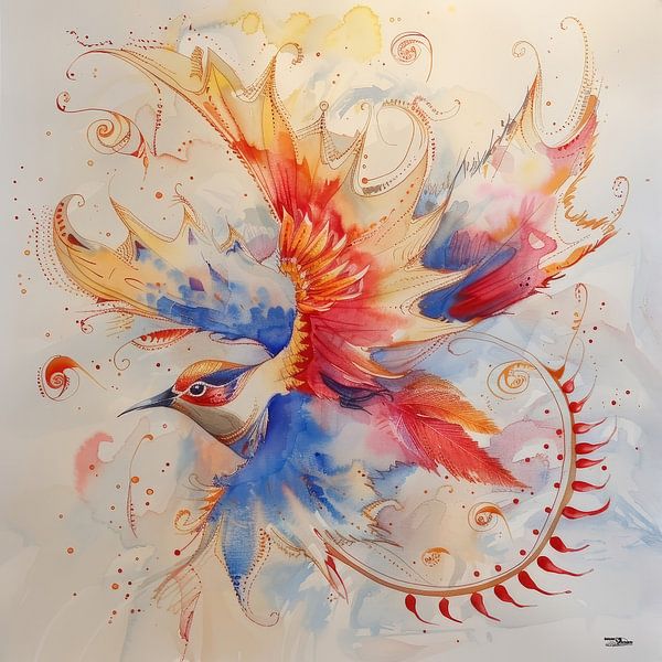 Watercolour of a bird by Gelissen Artworks