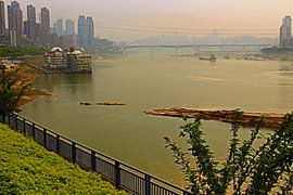 Dusk Falls Over Yangtze River in Chongqing 1 by Loretta's Art