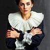Mädchen mit weißem Kragen im Altmeisterstil. von J.a Dijkstra