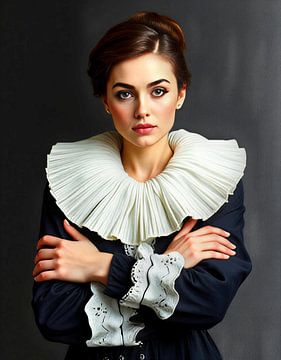 Girl with white collar old master style.