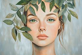 Natürliches Porträt mit Blättern im Haar von Poster Art Shop