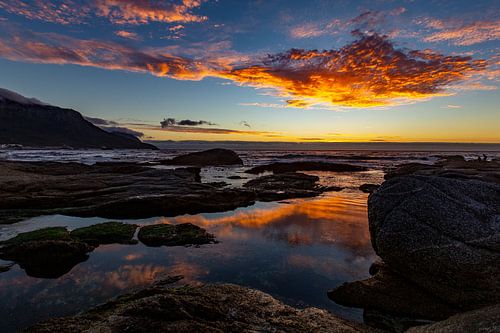 Zonsondergang, Bloubergstrand Beach, Zuid-Afrika
