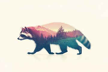 Fantaisie d'un raton laveur sur Poster Art Shop