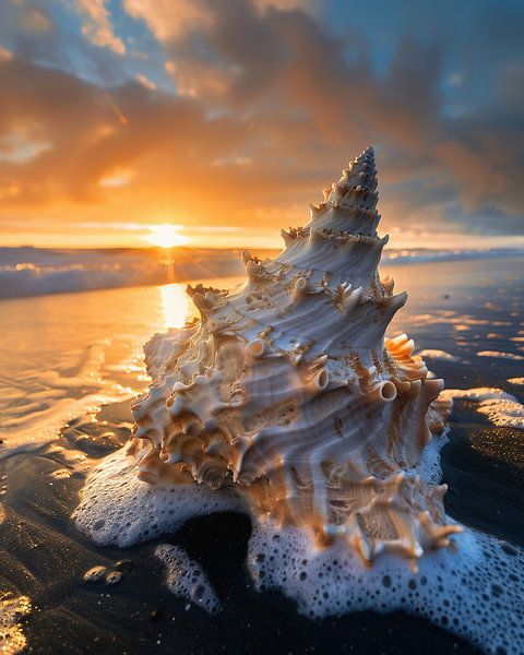 Glanzpunkt im Sand: Goldene Muschel von fernlichtsicht