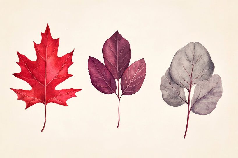 Herbstliche Farbenspiele – Blättertrio von Poster Art Shop