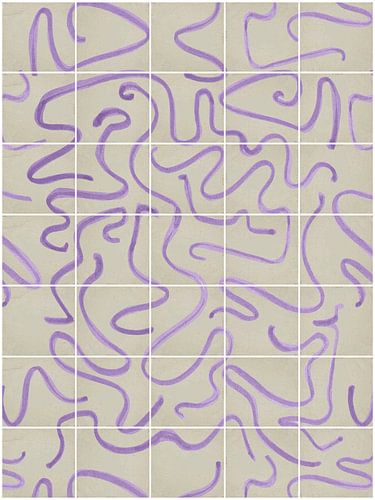 Lignes modernes et abstraites sur un motif de carrelage, beige - noir