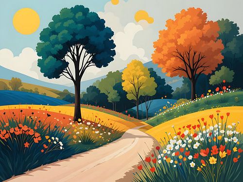 Landweg op het platteland