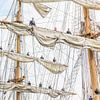 MIR Tall Ship with crew on sails by Renzo Gerritsen
