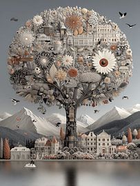 L'arbre village fleuri