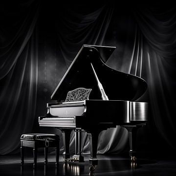 Piano on stage black by The Xclusive Art