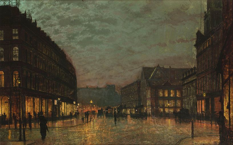 Boar Lane in Leeds, mit Straßenlaternen, John Atkinson Grimshaw von Meisterhafte Meister