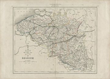 België, kaart, 19e eeuw