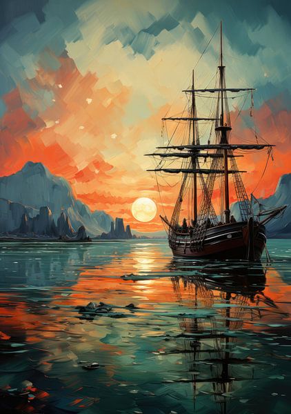 Segelboot Segelschiff Boot Maritim Meer Poster Kunstdruck von Niklas Maximilian