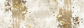 Panorama d'art beige avec abstractions dorées sur Digitale Schilderijen