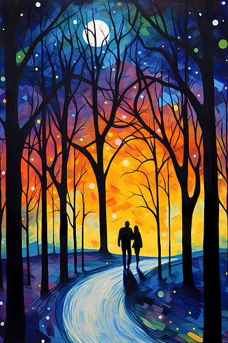 Marcheurs au clair de lune