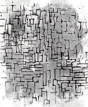 Grijs Abstract Geïnspireerd door Piet Mondriaan van FRESH Fine Art