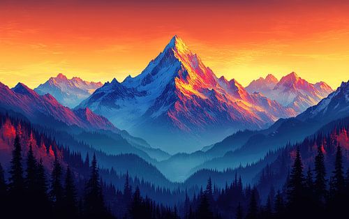 Pics majestueux au lever du soleil