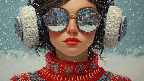 Roter Pullover | Runde Brille, Roter Pullover