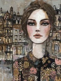 Frau Stadtporträt von Abstraktes Gemälde