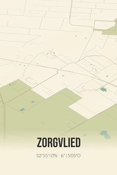 Vintage map of Zorgvlied (Drenthe) by Rezona