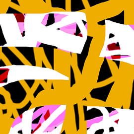 Formen Muster Orange Schwarz von Claudia Gründler