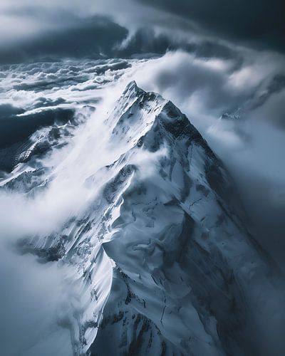 Mountain fog in winter