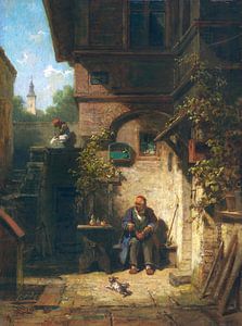 In Erwartung der Zeitung, CARL SPITZWEG, Um 1865-1870