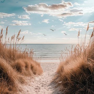 Strandpad naar de zee van Poster Art Shop