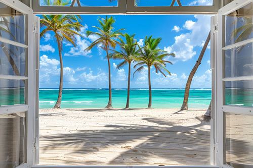 zicht door het raam van vakantieadres