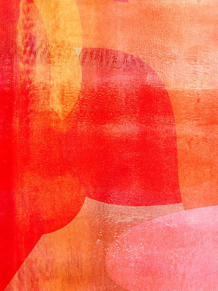 Abstrakte organische Formen in Rot, Orange, Rosa und Gelb von Dina Dankers