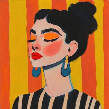Gouache fashion portret neon van Kunstkabinet
