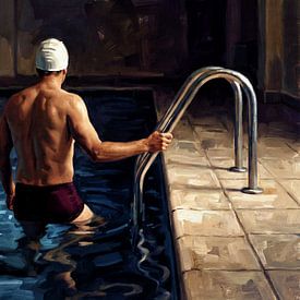 Nachdenklicher Schwimmer in dramatischem Licht von Jan Keteleer