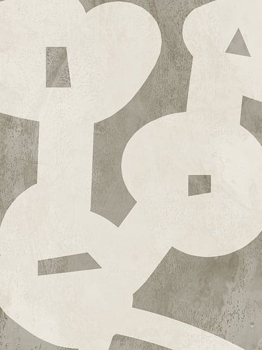 Abstracte vormen in taupe en wit