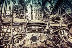 Tough industrial retro machine in factory