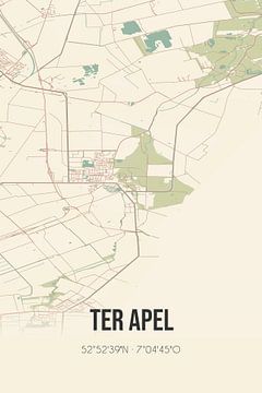 Vintage map of Ter Apel (Groningen) by Rezona