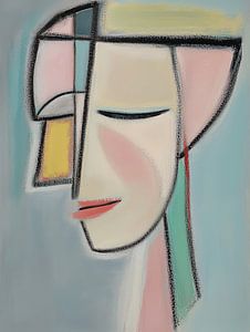 Portrait abstrait femme pastel