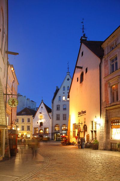 Olde Hansa House, Benedenstad, Oude Stad , bij avondschemering, Tallinn, Estland, Europa van Torsten Krüger