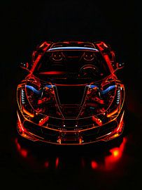 Doorschijnendheid Gloeiende neon supersportwagen van A.D. Digital ART