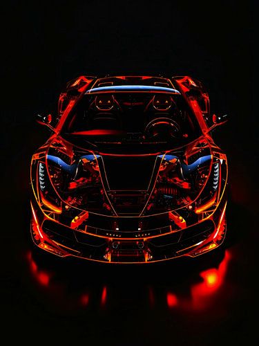 Doorschijnendheid Gloeiende neon supersportwagen