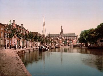 Turfmarkt und Spaarne, Haarlem von Vintage Afbeeldingen