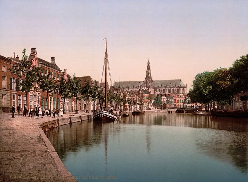 Turfmarkt und Spaarne, Haarlem von Vintage Afbeeldingen