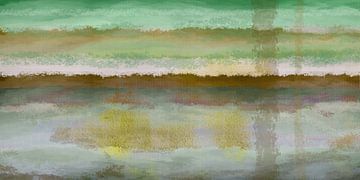 Gelaagd, abstract landschap van Rietje Bulthuis