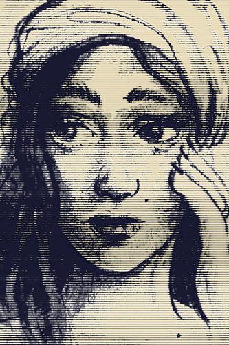 Duotone portret in geel en donkerblauw