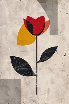 Moderne abstracte roos met kleurrijke accenten van Art & Soul Creations