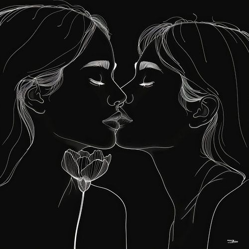 lijntekening van een vrouw met een bloem