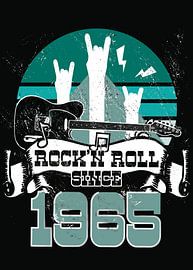 Rock N Roll Since 1965 Father's Day Gift for Dads by Millennial Prints